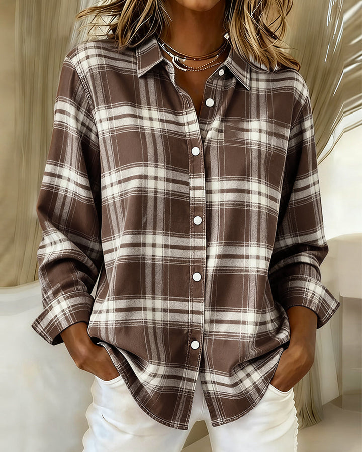 Xenna | Shirt with Check Pattern and Notched Collar